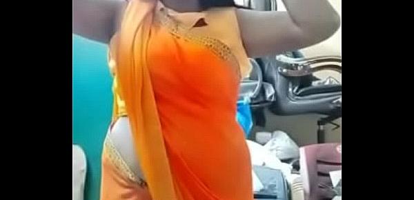  Swathi naidu exchanging saree by showing boobs,body parts and getting ready for shoot part-2